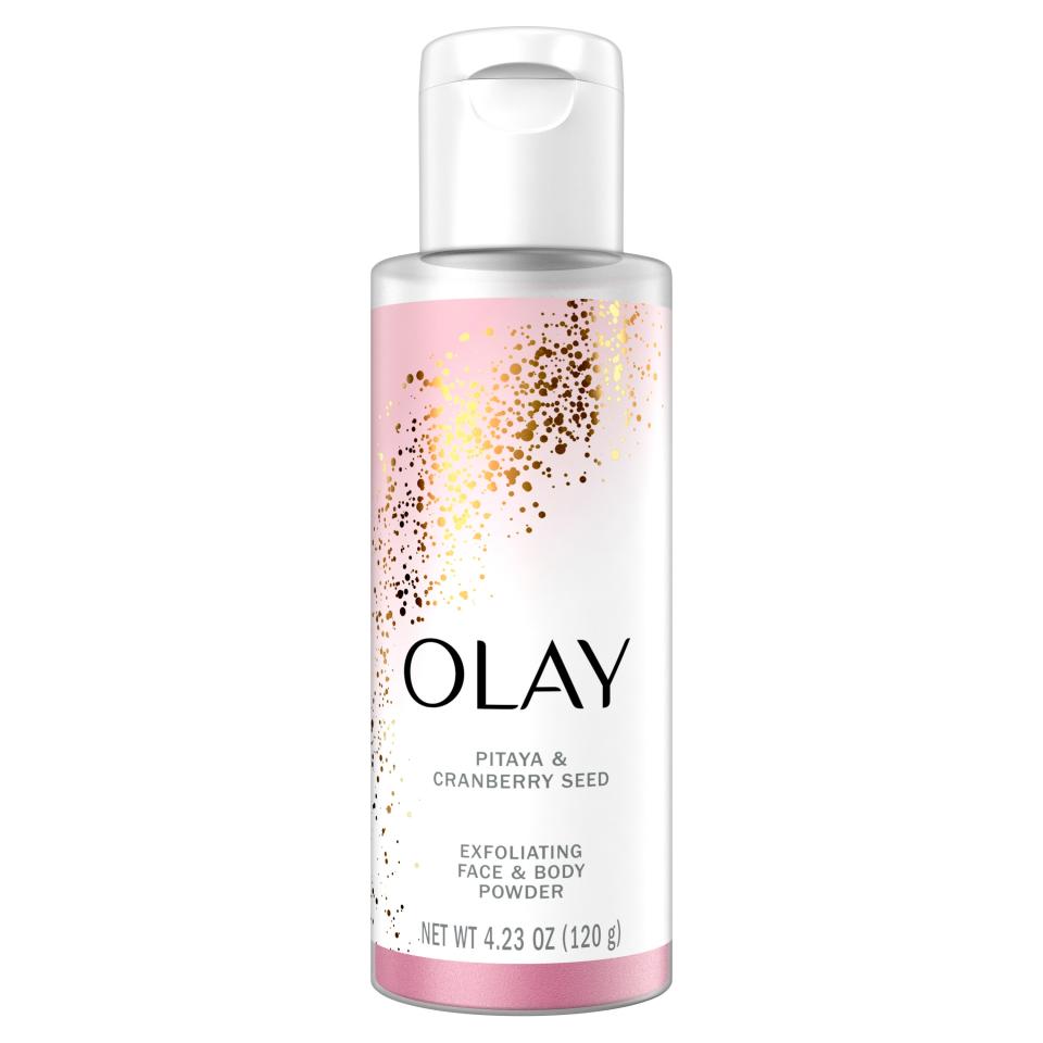 <p>The skin on your body also benefits from exfoliation, just like your face. Olay's Pitaya & Cranberry Seed Exfoliating Face & Body Powder works on both and is made with sodium bicarbonate, "to give it a little fizzy action," says cosmetic chemist Perry Romanowski. Target areas prone to dryness like elbows and knees to smooth them over. </p> <p><strong>$8</strong> (<a href="https://shop-links.co/1721074733099851534" rel="nofollow noopener" target="_blank" data-ylk="slk:Shop Now;elm:context_link;itc:0;sec:content-canvas" class="link ">Shop Now</a>)</p>