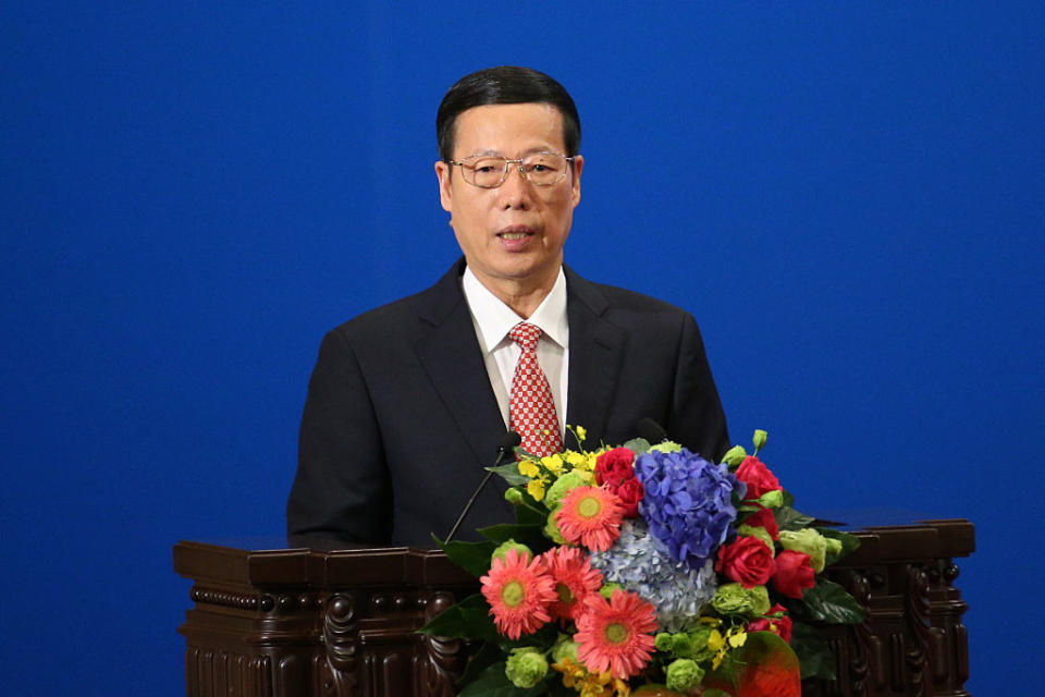 Former Chinese Vice-Premier Zhang Gaoli makes a speech during the Philippines - China Trade and Investment Forum at the Great Hall of the People on October 20, 2016 in Beijing, China.<span class="copyright">Wu Hong-Pool/Getty Images</span>