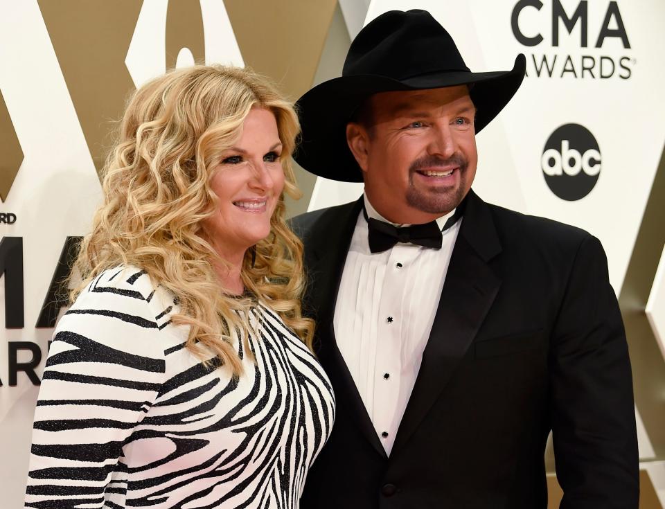 Trisha Yearwood and Garth Brooks attend the CMA Awards on Nov. 13, 2019 in Nashville, Tenn.