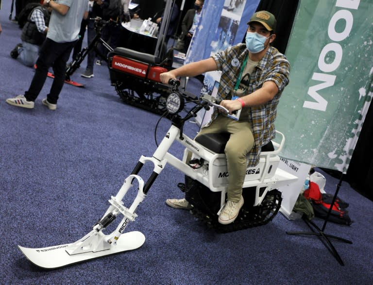 A MoonBike snow scooter on display at CES (AFP/Ethan Miller)