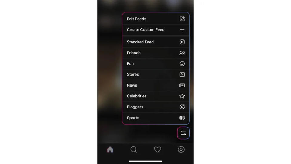 O app permite configurar vários feeds separados por temas: amigos, diversão, notícias, blogueiros, esportes e outros (Imagem: Reprodução/OG)