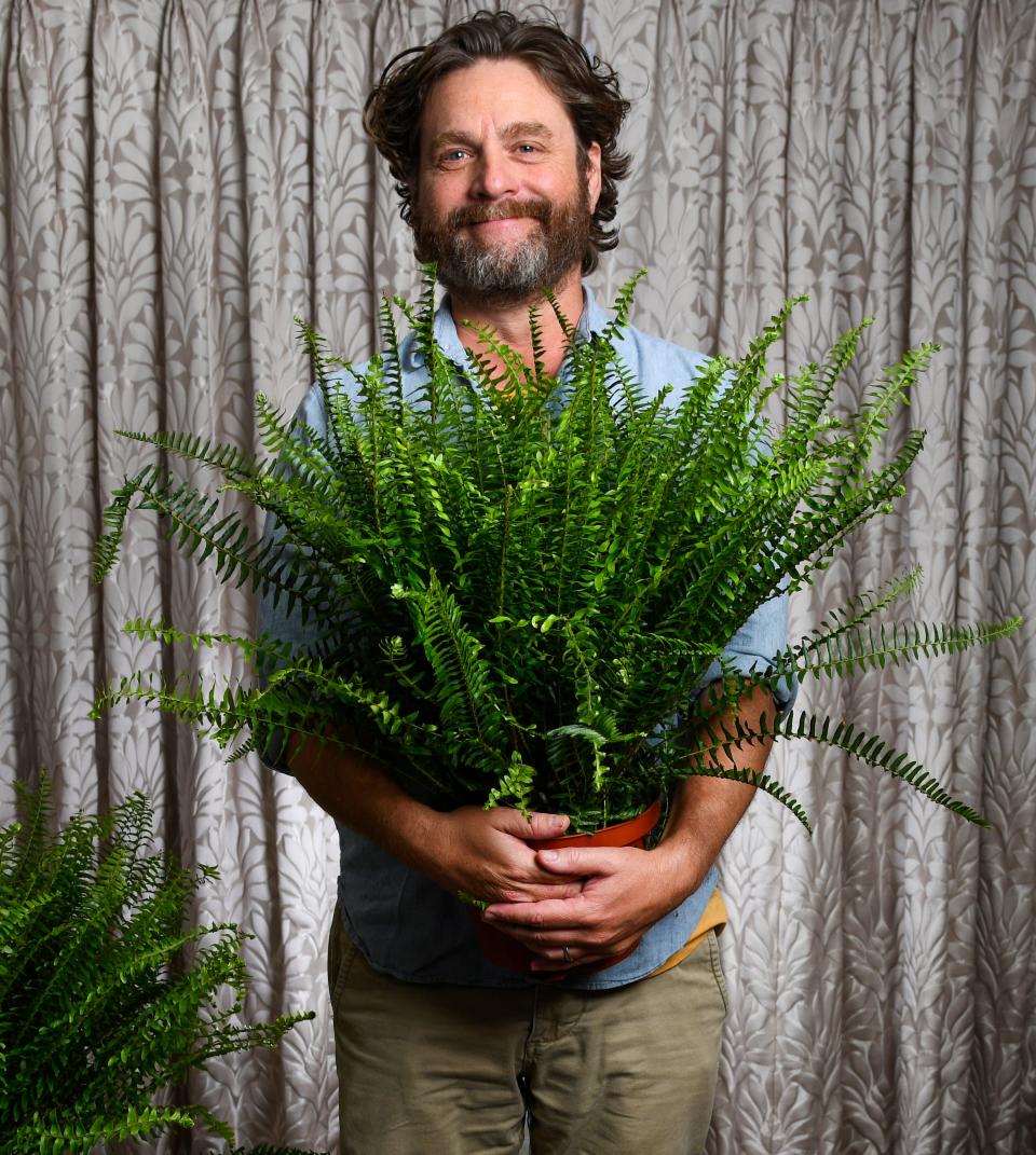 Zach Galifianakis shows his love for his ferns during a photo shoot ahead of the release of 
