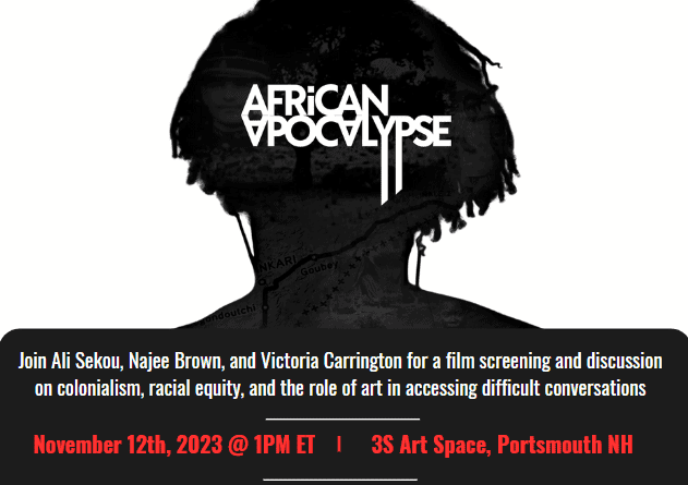 African Apocalypse: A Cinematic Exploration and Discussion of Colonialism, Racism, and Responsibility will be held Sunday, Nov. 12, 2023.