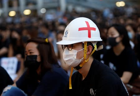 Members of Hong Kong's medical sector attend a rally to support the anti-extradition bill protest in Hong Kong