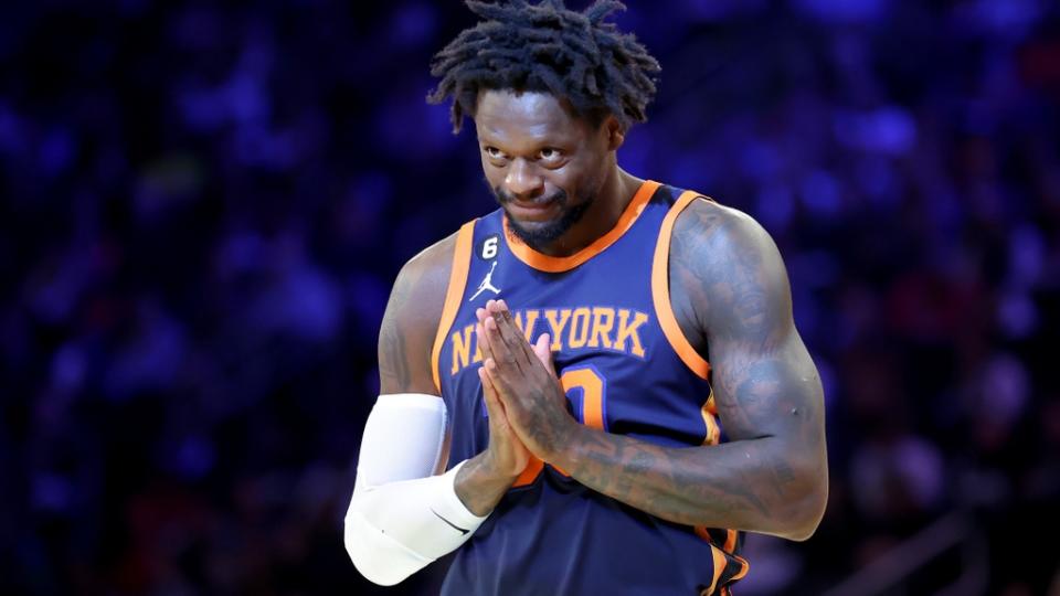 Mar 20, 2023; New York, New York, USA; New York Knicks forward Julius Randle (30) before the start of a game against the Minnesota Timberwolves at Madison Square Garden.