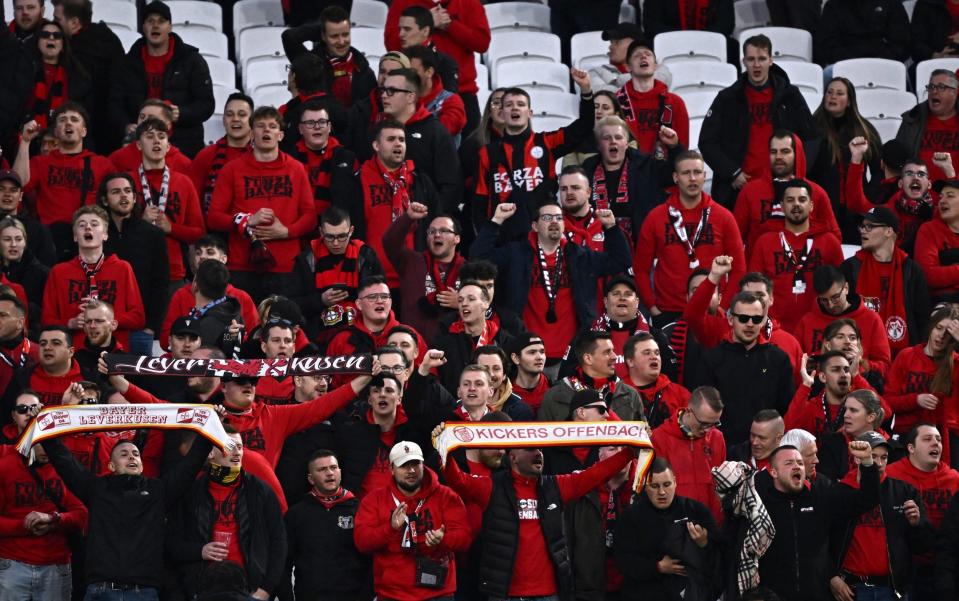 Bayer Leverkusen fans at the London Stadium