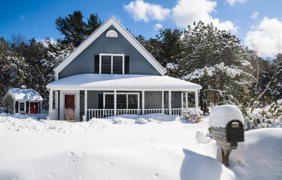 snow covered home exterior