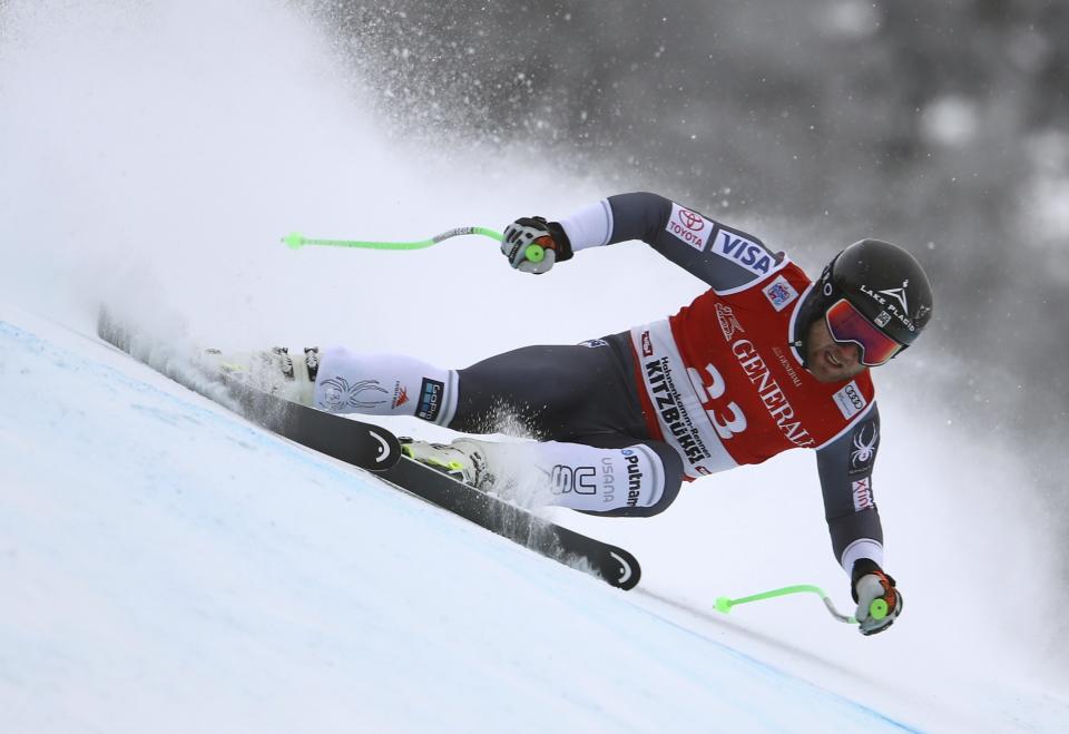 Andrew Weibrecht competes in an alpine ski, men’s World Cup super G, in Kitzbuehel, Austria, Friday, Jan. 19, 2018. (AP)