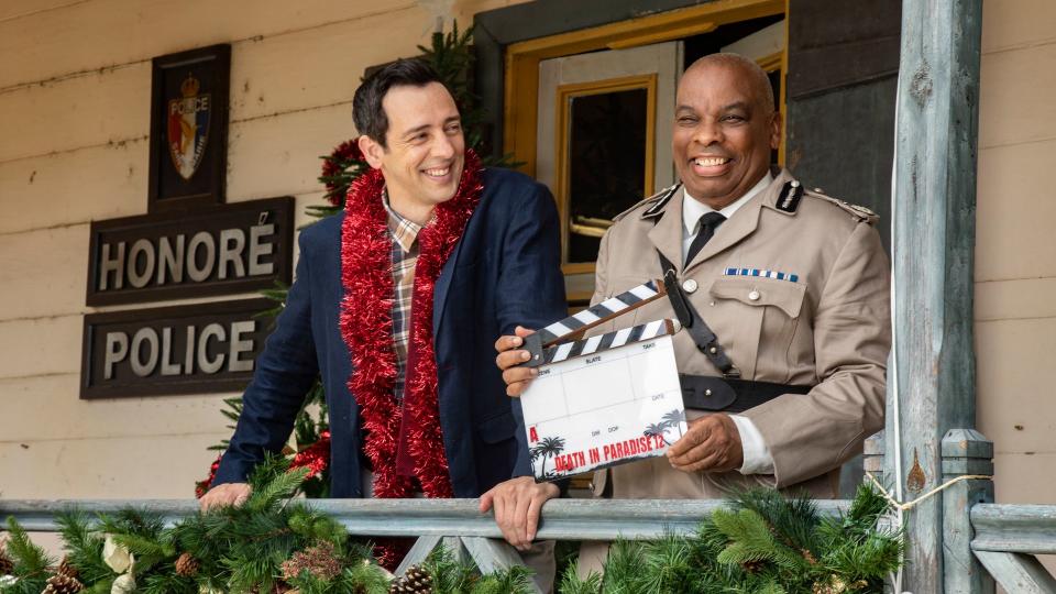 Ralf Little as DI Neville Parker and Don Warrington as Commisioner Selwyn Patterson in Death In Paradise Christmas Special 
