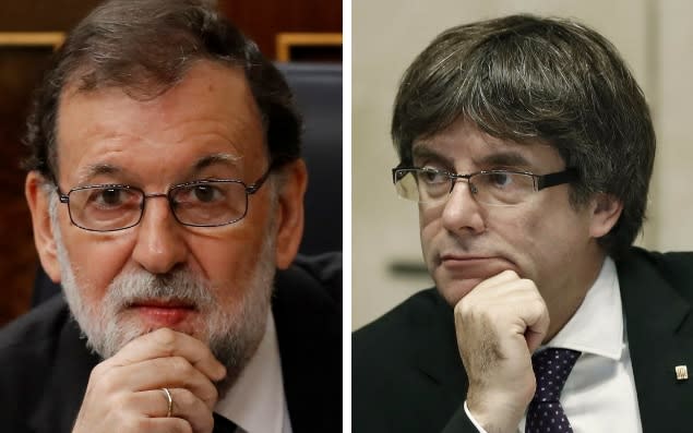 Prime Minister Mariano Rajoy and  Catalonian leader Carles Puigdemont