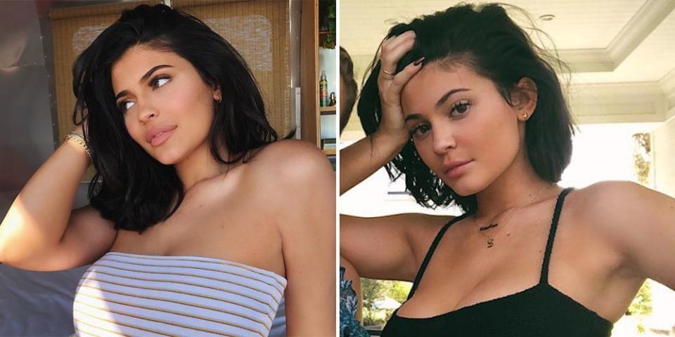 <p>If you can tear your eyes away from Kylie's new <a href="https://www.seventeen.com/beauty/celeb-beauty/a22089821/kylie-jenner-removes-lip-fillers/" rel="nofollow noopener" target="_blank" data-ylk="slk:FILLER-FREE LIPS;elm:context_link;itc:0;sec:content-canvas" class="link ">FILLER-FREE LIPS</a>, you'll notice that she also traded her lob in for a super short crop. </p>