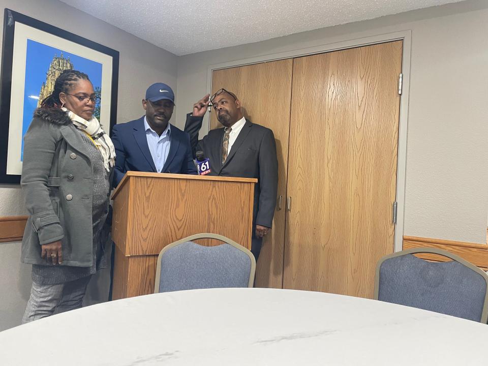 Marsha and Steven Thompson with Attorney Michael Jefferson. Jefferson is representing the Thompsons after their son, Norwich resident Hakeem Thompson, was severely injured last year in a Plainfield car crash.