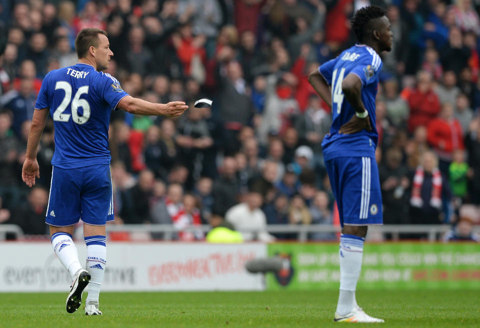 <p>John Terry looked to set to leave Chelsea at the end of the 2016/2017 season and when he was sent off at Sunderland, it looked like his final action in a Chelsea shirt would be trudging off for an early bath. Ten days later he signed a one-year deal (Getty Images) </p>