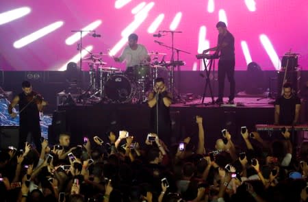 FILE PHOTO: Lebanese alternative rock band Mashrou' Leila performs during the Ehdeniyat International Festival in Ehden town