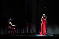 Olivia Rodrigo performs during the Brit Awards 2021 at the O2 Arena, London, Tuesday, May 11, 2021. (Ian West/PA via AP)