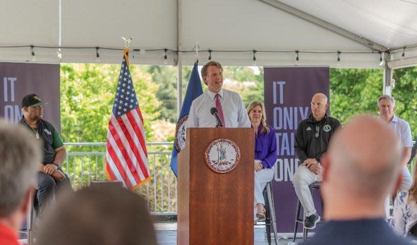 Governor Glenn Youngkin delivers remarks at Fentanyl Awareness Day event in Richmond on May 7, 2024.