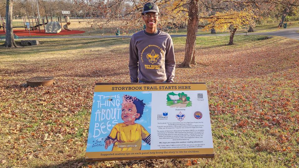 Kendall Beard created a storybook trail in Hadley Park as his Eagle Scout project.