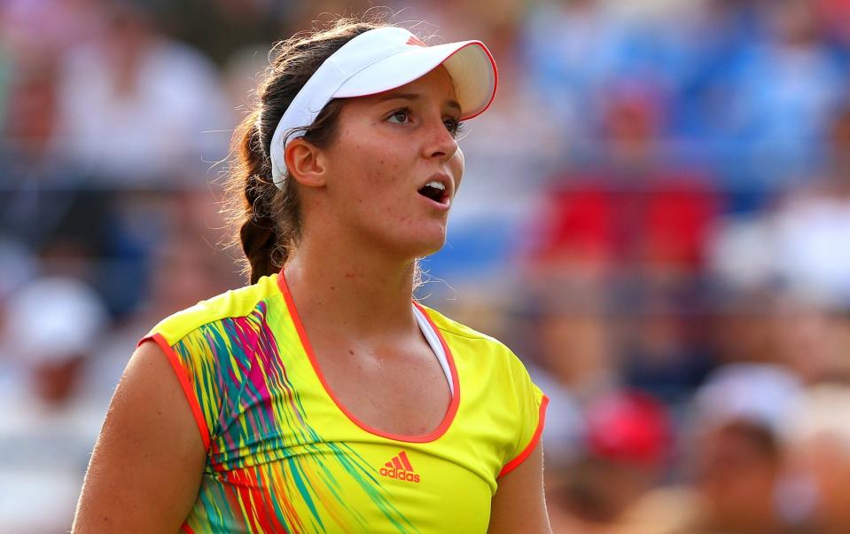 Laura Robson of Great Britain reacts during her women's singles fourth round match against Samantha Stosur of Australia on Day Seven of the 2012 US Open - GETTY IMAGES