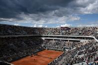 General view of the Philippe Chatrier court during the women's singles first round match between Romania's Simona Halep and Croatia's Ajla Tomljanovic on day three of The Roland Garros 2019 French Open tennis tournament in Paris on May 28, 2019. (Photo by Philippe Lopez/AFP/Getty Images)