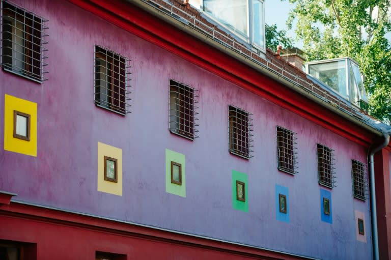 Bars still cover the windows of a former military prison, now youth hostel 'Celica', in Ljubljana, Slovenia