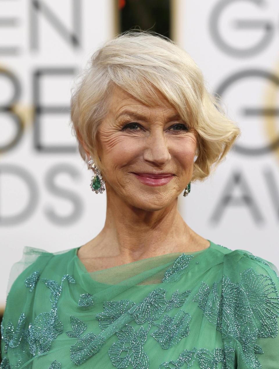 Dame Helen Mirren arrives at the 71st annual Golden Globe Awards in Beverly Hills