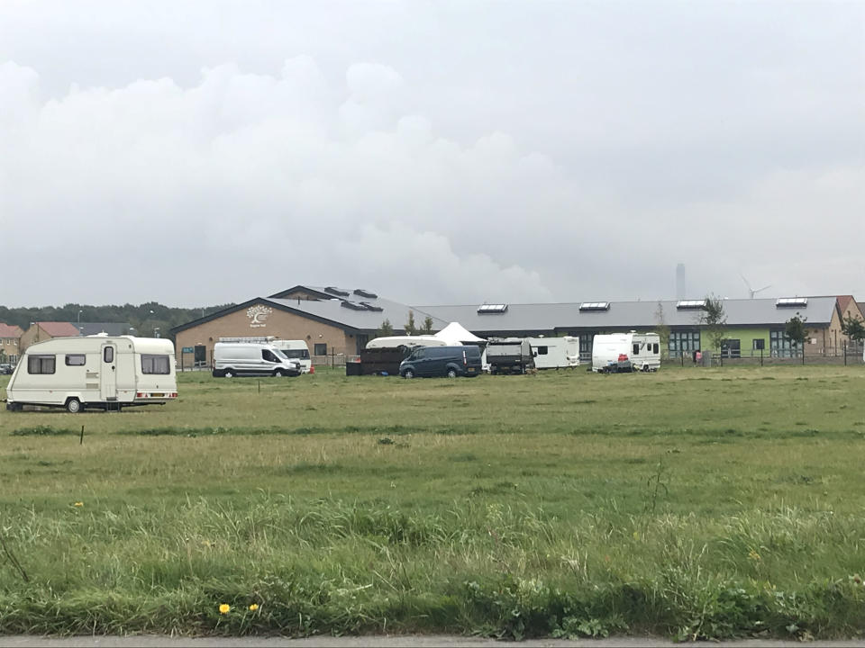 An illegal Traveller site in Selby, North Yorkshire (SWNS)