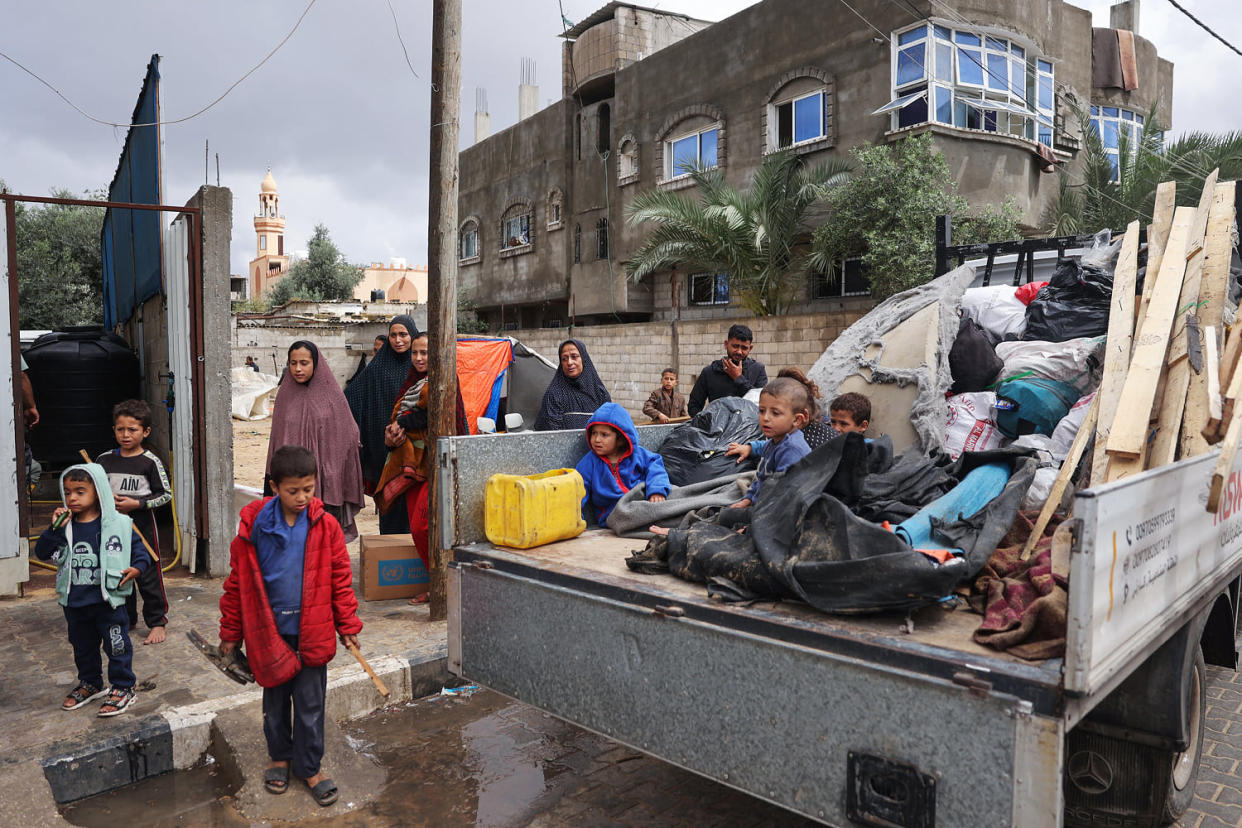 Displaced Palestinian civilians flee the southern city of Rafah (AFP - Getty Images)