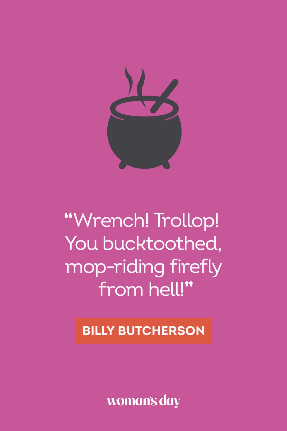 <p>“Wrench! Trollop! You bucktoothed, mop-riding firefly from hell! — Billy Butcherson</p>