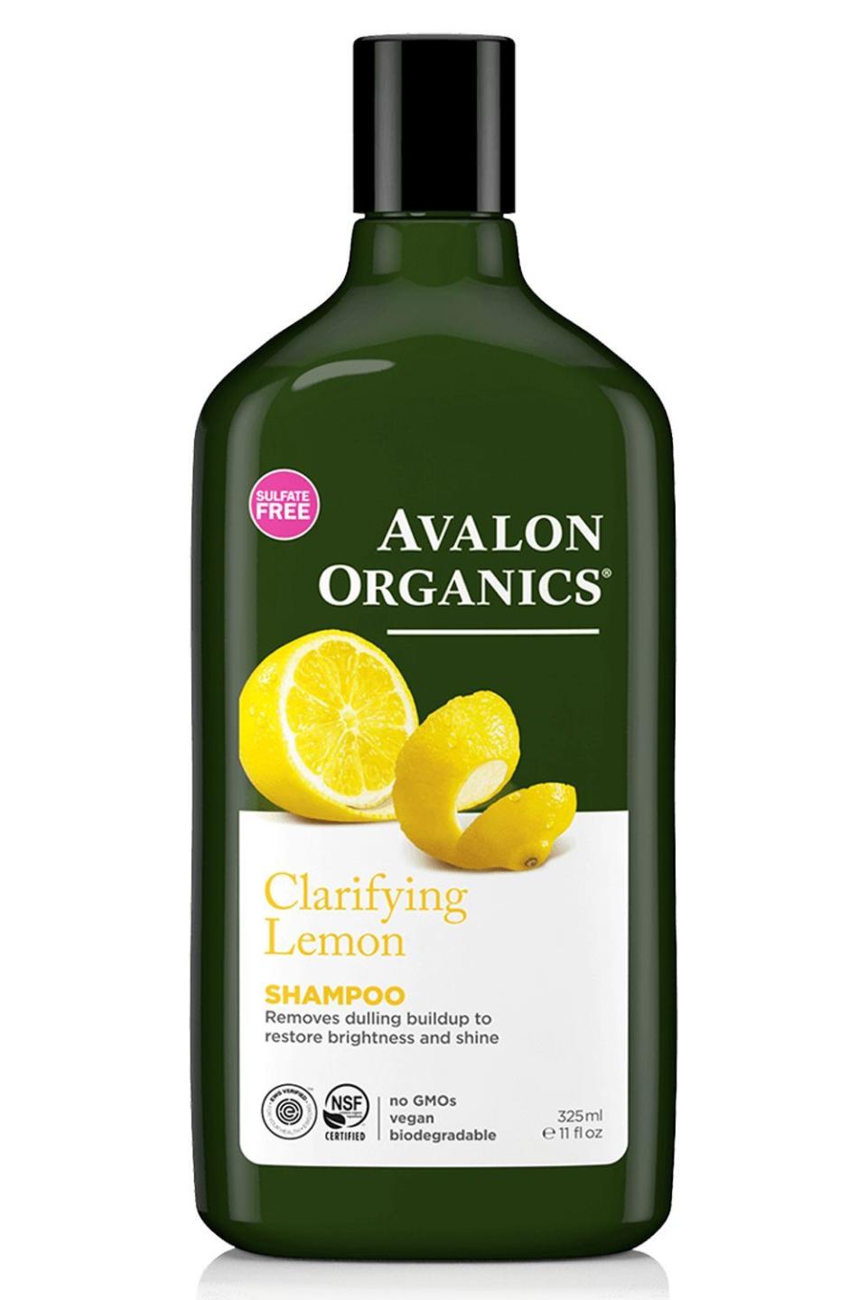 <p><strong>Avalon Organics</strong></p><p>target.com</p><p><strong>$7.19</strong></p><p><a href="https://www.target.com/p/avalon-hair-shampoos-11-fl-oz/-/A-48638444" rel="nofollow noopener" target="_blank" data-ylk="slk:Shop Now;elm:context_link;itc:0;sec:content-canvas" class="link ">Shop Now</a></p><p>Build-up from hard water, <a href="https://www.cosmopolitan.com/style-beauty/beauty/advice/g1417/best-dry-shampoo/" rel="nofollow noopener" target="_blank" data-ylk="slk:dry shampoo;elm:context_link;itc:0;sec:content-canvas" class="link ">dry shampoo</a>, and styling products can make your hair look super dull. Luckily, this organic shampoo contains<strong> clarifying lemon extract to deep-clean your hair and scalp </strong>(without depleting your natural oils) and bring back shine and softness.</p>