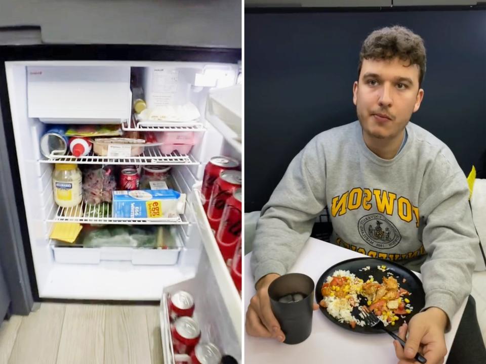 Twomey stores groceries in his fridge.