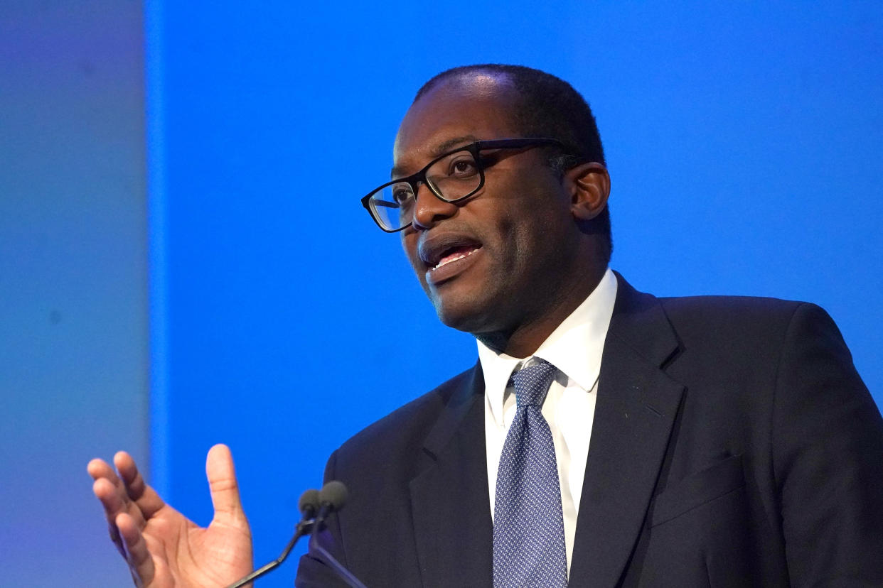 Secretary of State for Business, Energy and Industrial Strategy Kwasi Kwarteng speaking at the the Northern Ireland Business and Innovation Showcase at the QEII Centre in Westminster, London, marking the centenary of Northern Ireland. Picture date: Wednesday September 15, 2021.