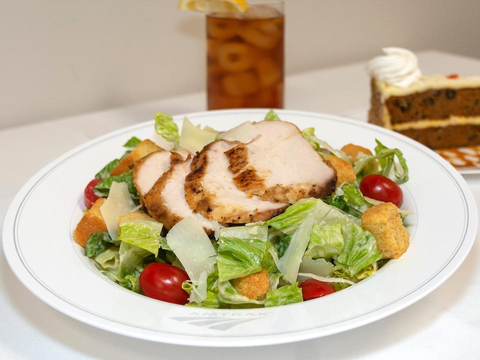 Amtrak's grilled chicken Caesar salad — Amtrak traditional dining