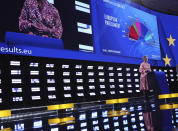 FILE - In this file photo dated Monday, May 27, 2019, Denmark's Margrethe Vestager, speaks at the European Parliament in Brussels. In recent years Competition Commissioner Margrethe Vestager has ramped up enforcement efforts on tech giants, but has also declared that stronger consumer protection rules would have a big role in protecting consumers. (AP Photo/Francisco Seco, FILE)