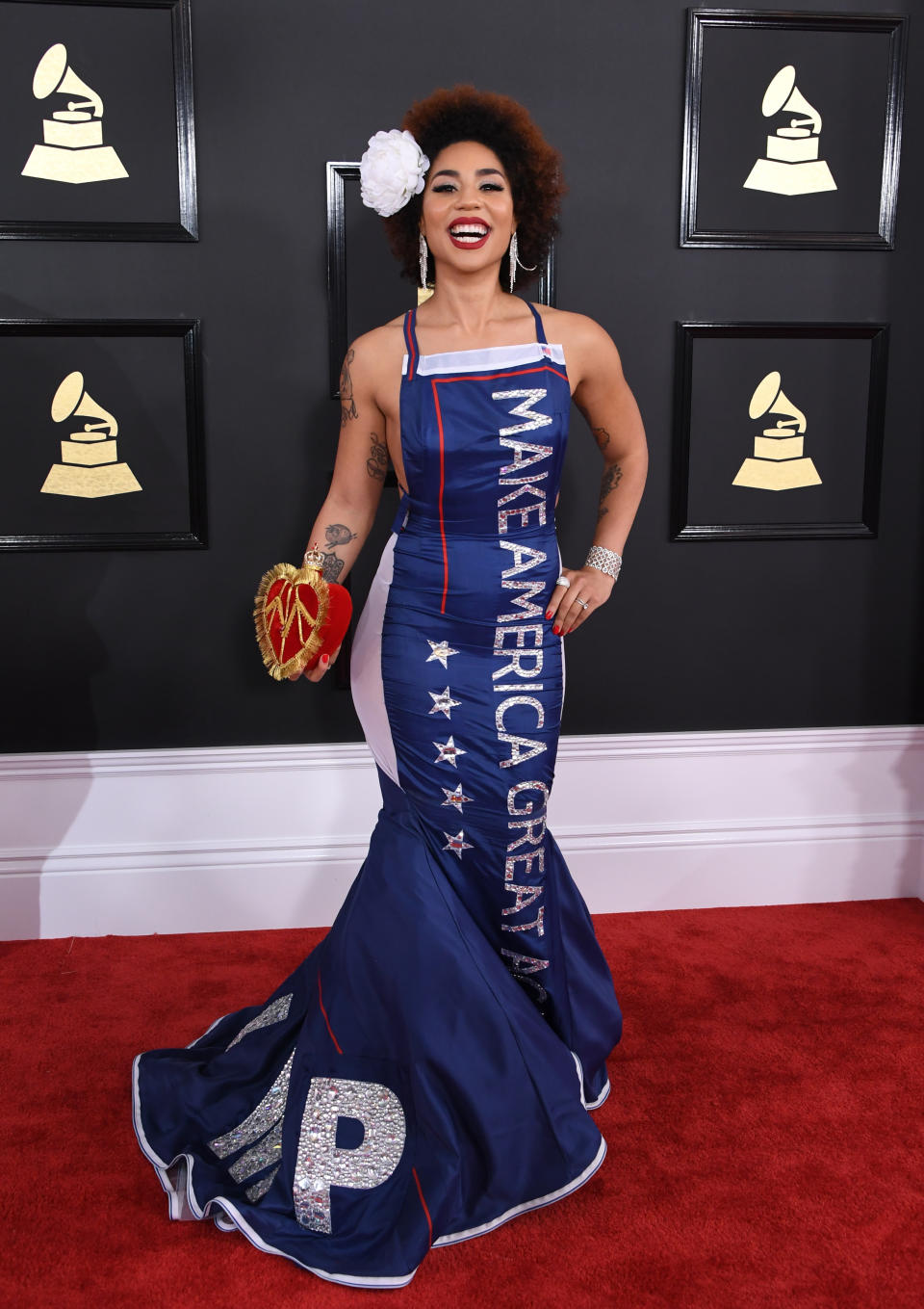 Joy Villa Wore a Trump-Themed Dress to the Grammy