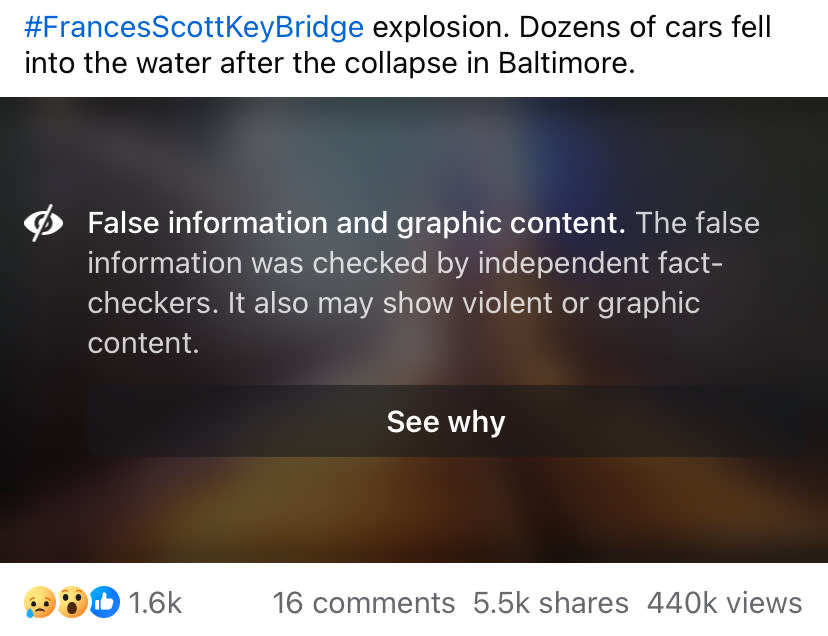 Facebook posts showing the video have been flagged as false. (Facebook)