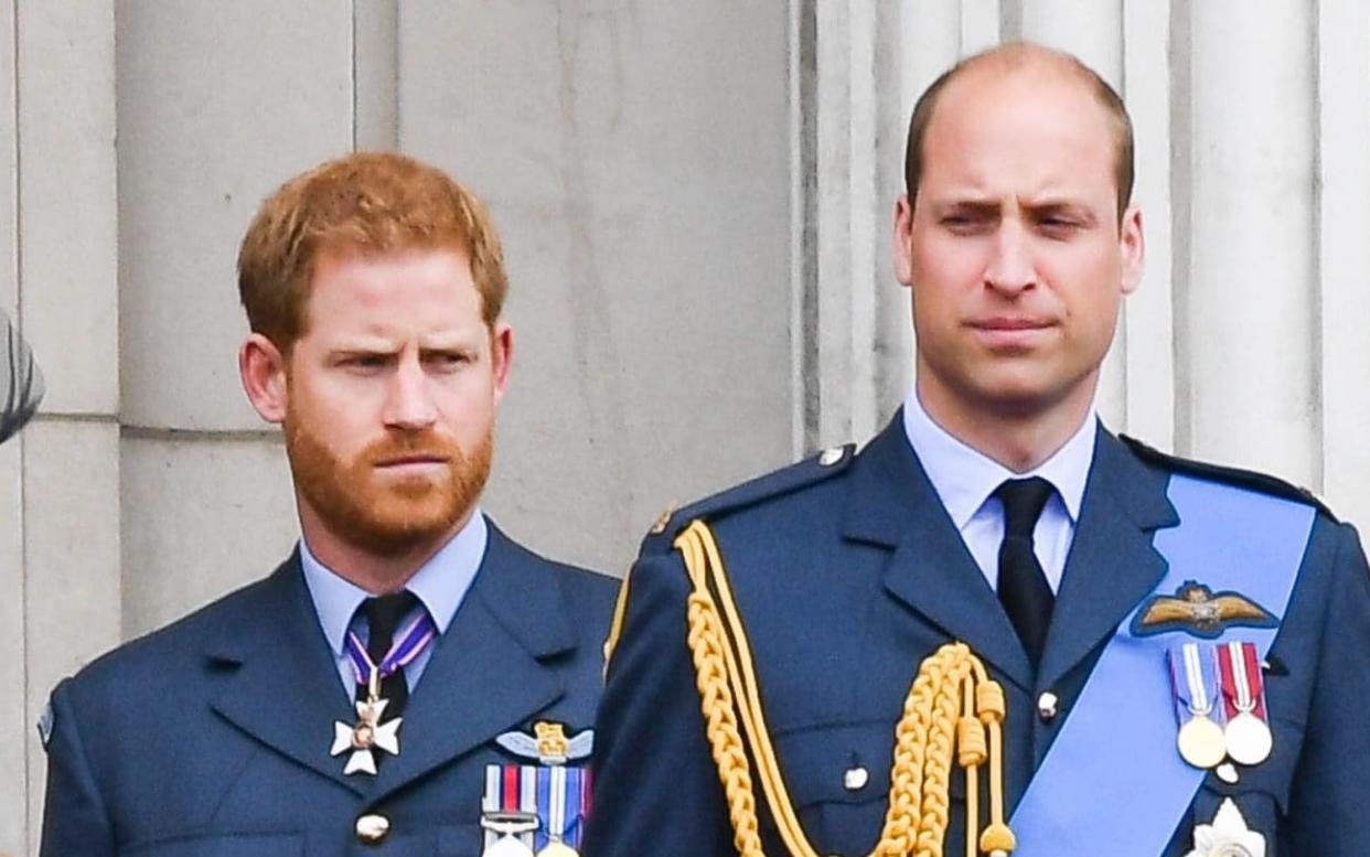The Royals and the Tabloids, Channel 5, handout, .... LONDON, UNITED KINGDOM - JULY 1O: Meghan, Duchess of Sussex, Prince Harry, Duke of Sussex, Prince William, Duke of Cambridge and Catherine, Duchess of Cambridge stand on the balcony of Buckingham Palace to view a flypast to mark the centenary of the Royal Air Force (RAF) on July 10, 2018 in London, England.  - Anwar Hussein/WireImage