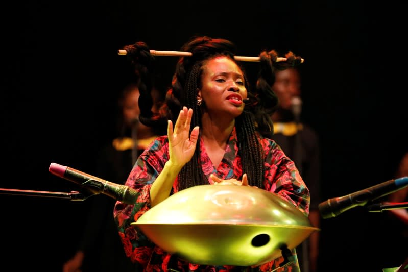 Nigerian-born opera singer Helen Epega performs on stage at the MUSON center in Lagos