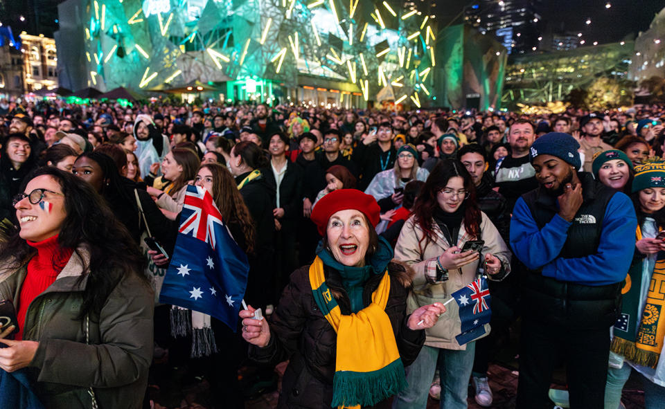 Matildas fans, pictured here at Melbourne's Federation Square. 