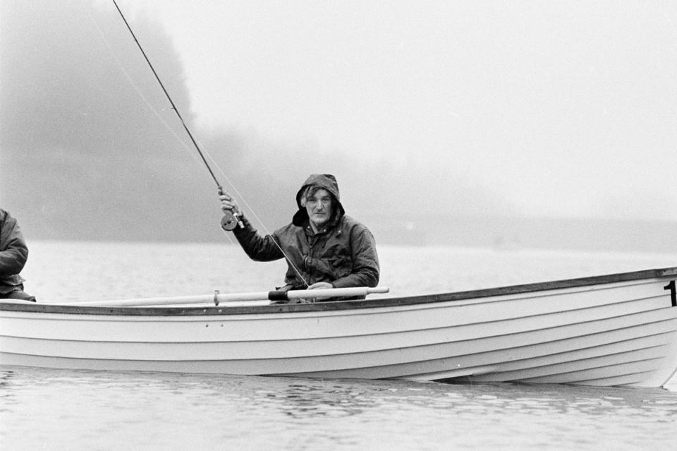 Ted Hughes on the first day of the trout fishing season at Wistlandpound, Devon, 1 April 1986 (Nick Rogers/Shutterstock)