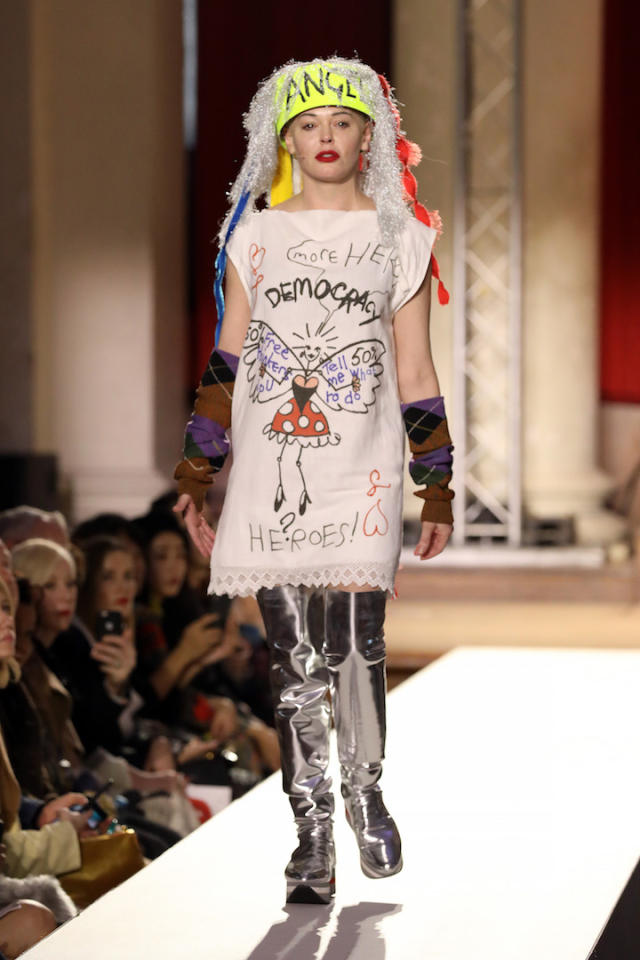 Models on the catwalk for The Vivienne Westwood Fashion Show in