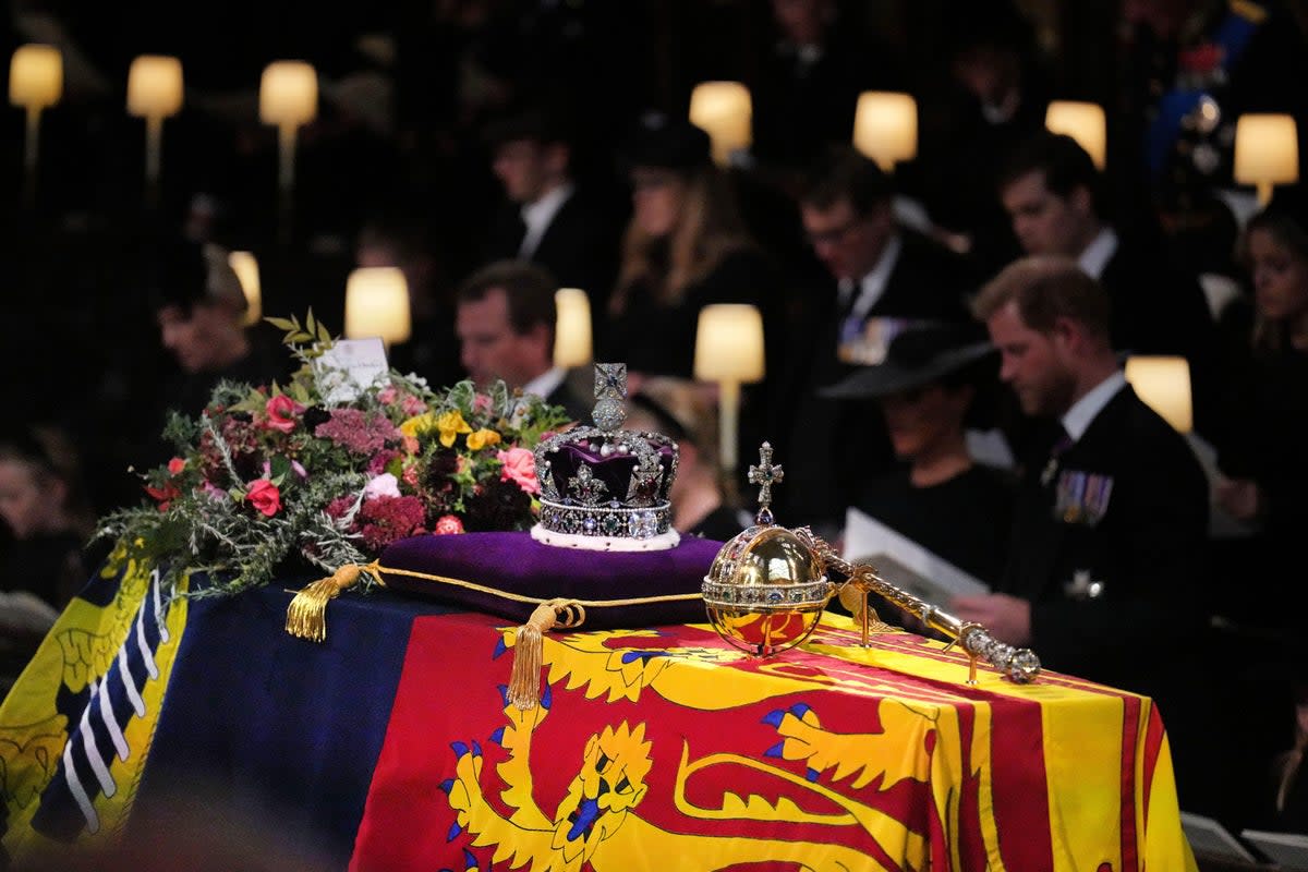 The Queen’s name has been inscribed on the ledger stone where she is buried in St George’s Chapel (Victoria Jones/PA) (PA Wire)