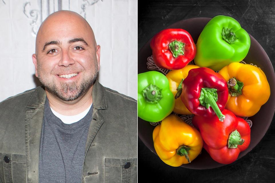 "Bell peppers ruin everything they touch," <a rel="nofollow noopener" href="https://twitter.com/duffgoldman/status/1106013453691412481" target="_blank" data-ylk="slk:tweeted;elm:context_link;itc:0;sec:content-canvas" class="link ">tweeted</a> the pastry chef. "Everything. Ruined. Everything." Goldman can't even stand the veggies if they're caramelized with onions on a cheesesteak. "ESPECIALLY not on my steak sub from Jim’s. Meat, Provolone, Lettuce, Mayo. That’s it. Fight me."