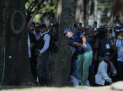 Patrick Reed of United States approaches at the 9th green during the third round for the WGC-Mexico Championship golf tournament, at the Chapultepec Golf Club in Mexico City, Saturday, Feb. 22, 2020.(AP Photo/Fernando Llano)