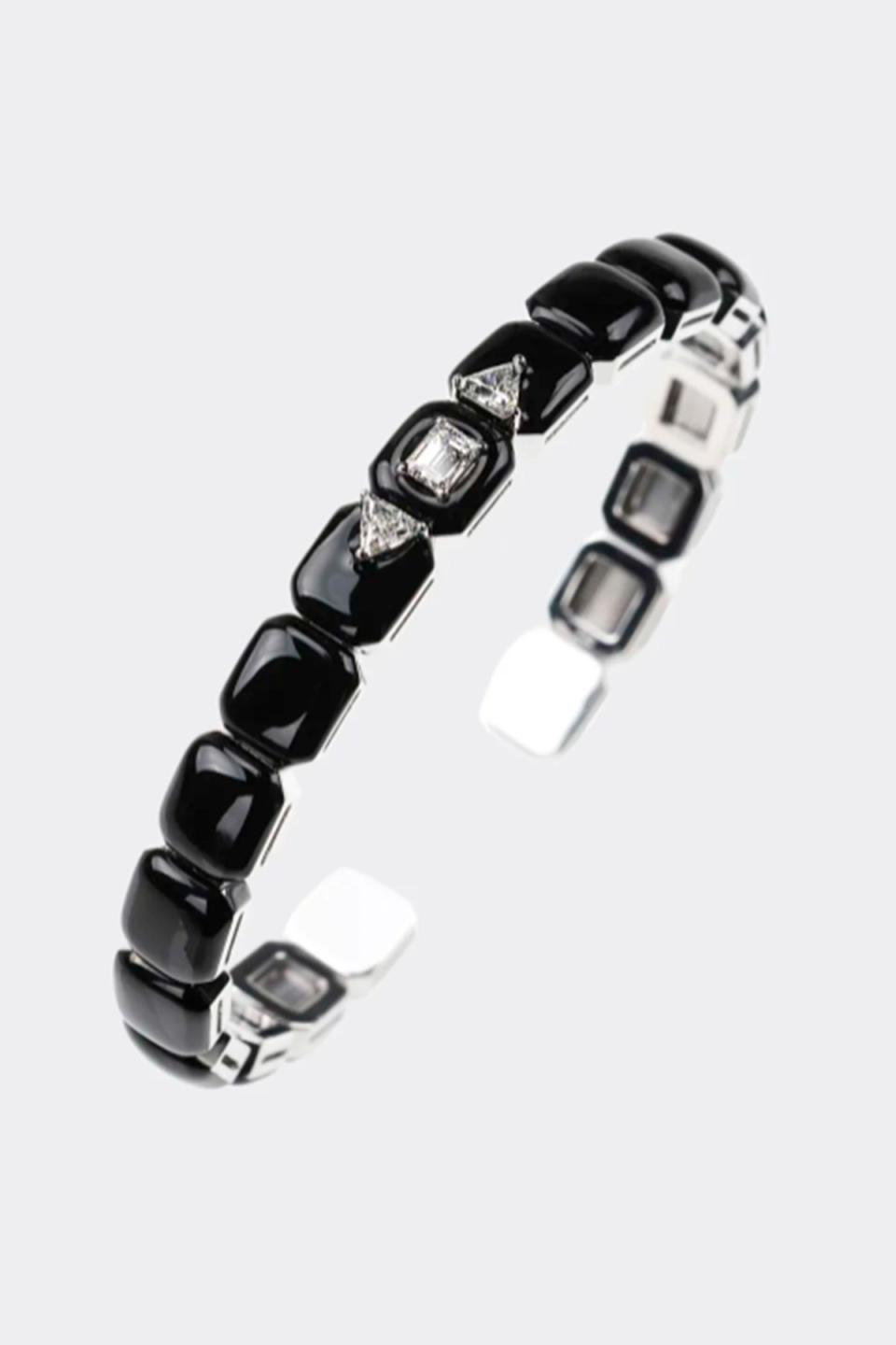 Oui 18k WG Black Enamel and Diamond Bracelet