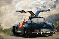 <p>People will dispute forever the identity of the world’s first supercar, but the 300SL with its distinctive gullwing doors has as good a claim as any. Light and beautiful, its aerodynamics and direct-injected 220bhp 3-litre engine were literally decades ahead of their time, its <strong>140mph</strong> top speed seemingly straight from science fiction. How fast was it at the time? Well put it this way: a near showroom standard car was entered for the 1955 Mille Miglia and among all the purpose built pure race prototypes, came home fifth...</p>