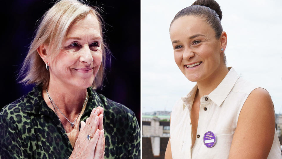 Tennis legend Martina Navratilova said she would name her child after Ash Barty after the Aussie star's Wimbledon triumph. Pictures: Getty Images