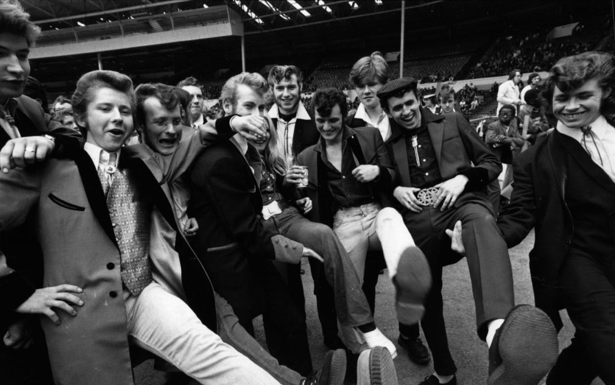 Young Teddy boys pose at the Wembley Rock and Roll Festival