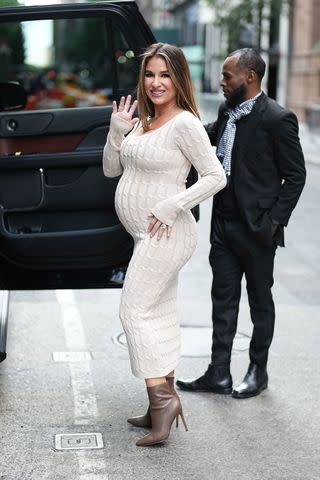 <p>Michael Simon/Shutterstock</p> A pregnant Jessie James Decker in New York City on October 19, 2023