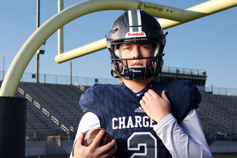 <div class="caption">Corner Canyon’s Jaxson Dart poses for photos in Draper as he is named 2020 Mr. Football on Wednesday, Dec. 2, 2020.</div><div class="credit">Scott G Winterton, Deseret News</div>