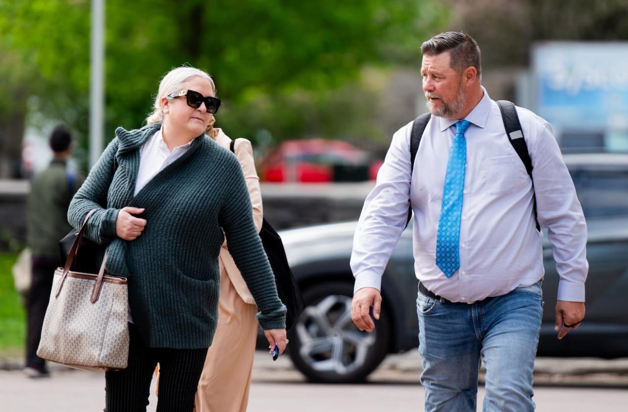 Freedom Convoy organizer Pat King arrives for his trial at the courthouse in Ottawa on May 16, 2024. (Spencer Colby/The Canadian Press - image credit)